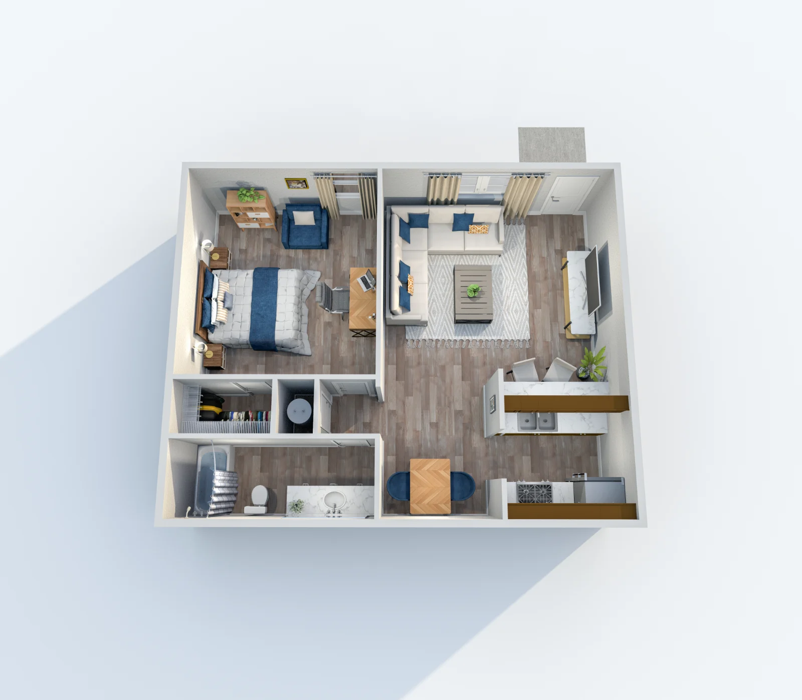 Beverly at Lakeside — floor plan, Plan A1 · 1 bed · 1 bath · 660 sq ft